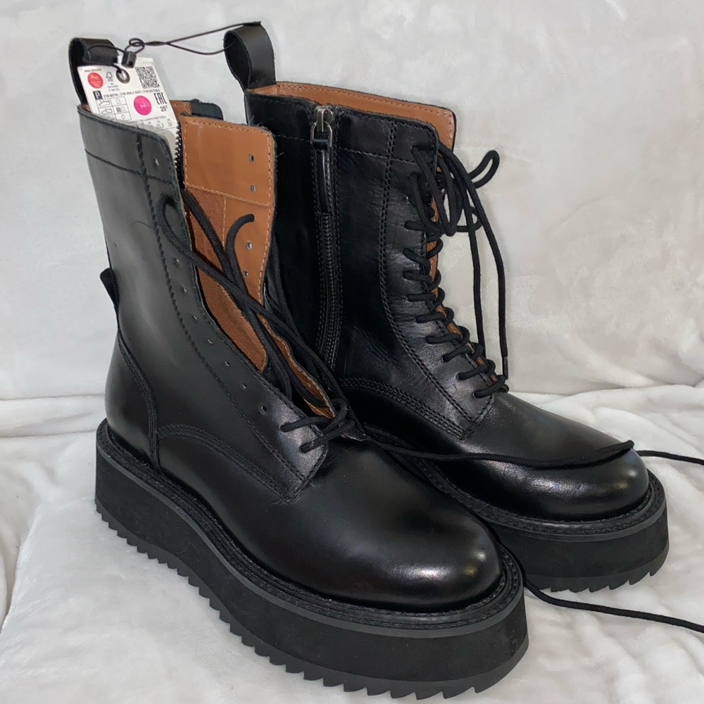 Zara leather boots NWT